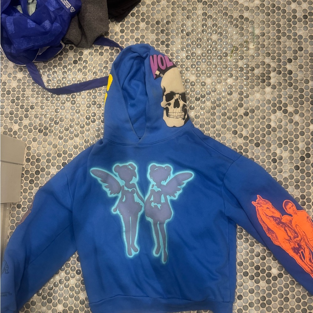 Drake Blue Kids Hoodie with Graphic Design